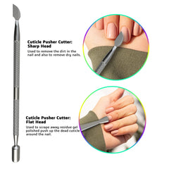 GREEN ESTETICA cuticle-pusher closeup highlights smooth action for gentle pushing.