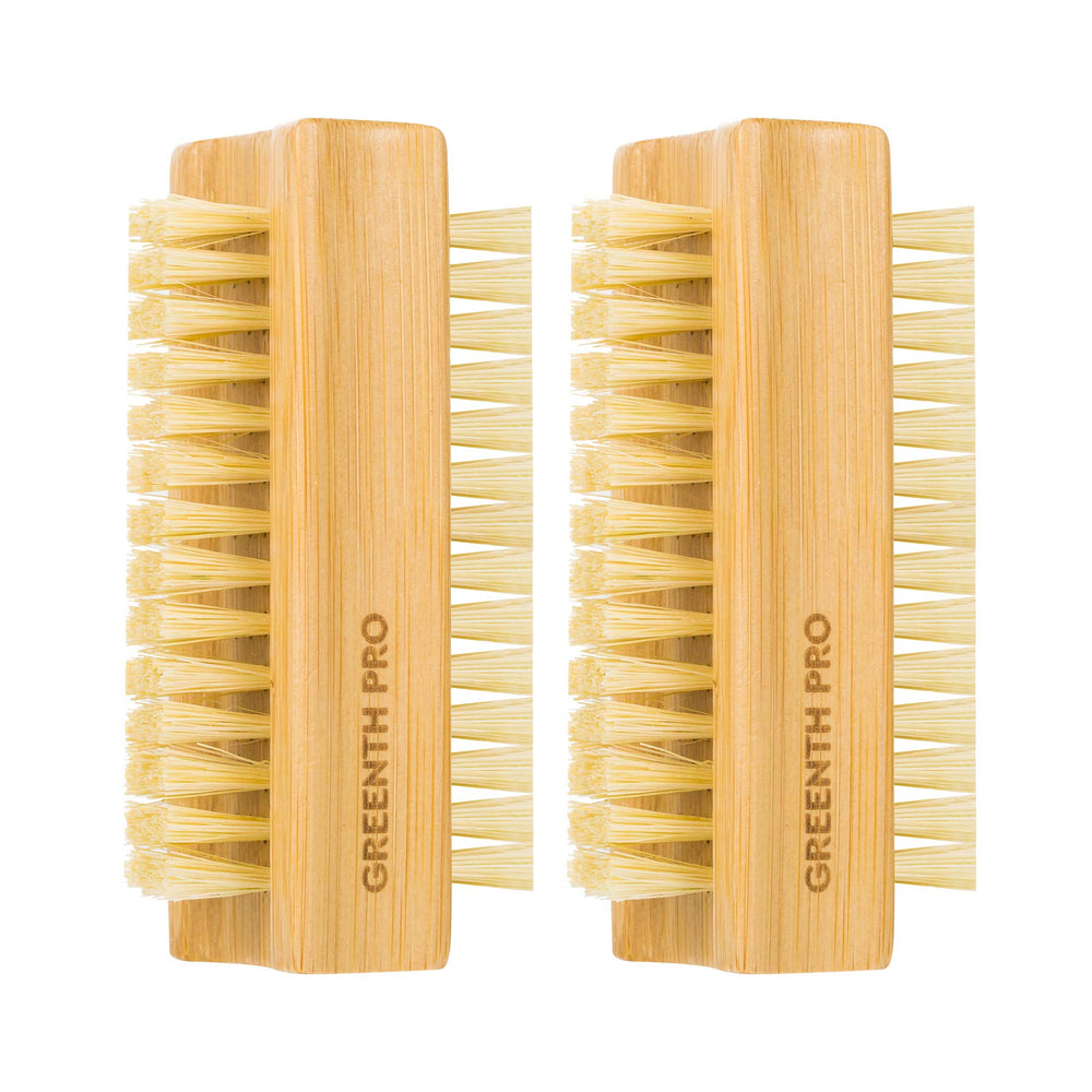 GREENTH PRO bamboo nail brush two-sided bristles for nails