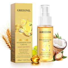 GREEONIL 24K, botella con gotero para aplicación precisa en el cabello.