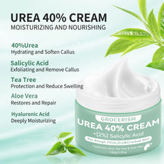 Grocerism Urea Cream with Hyaluronic Acid demonstrates deep moisturization on skin.