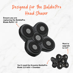 Groomie BaldiePro waterproof blade used in the shower for wet use.