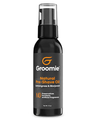 Groomie natural pre-shave oil bottle 1oz ready for a smooth shave prep.