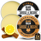 Grow Alpha Beard 2-Pack balm front view for easy grooming on the go