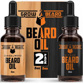 Grow Alpha Beard sandalwood oil bottle close-up showing two-pack for nourishment