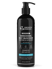 Growth Essence Minoxidil Shampoo bottle ready for daily scalp care