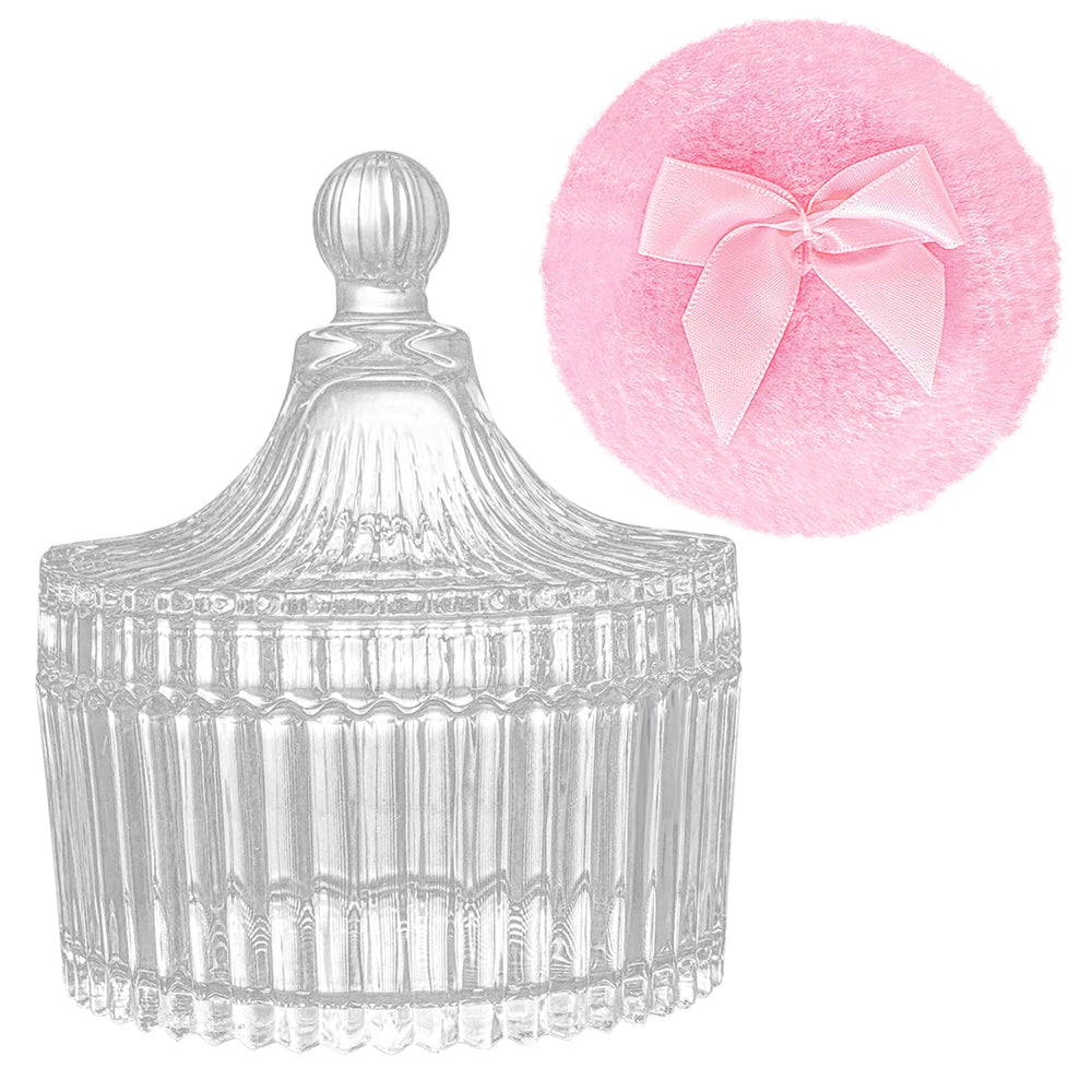 Gsteng large body powder puff with crystal-clear container for precise application.