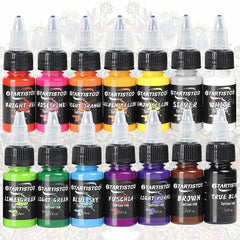 Set GTARTISTOO de tintas para tatuaje en frascos de 15 ml, colores vivos.
