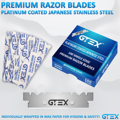 GTEX wax-paper wrapped blades ensure safe handling and hygiene.
