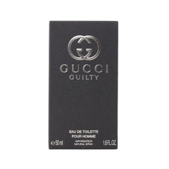 Gucci Guilty for Men bottle front, timeless design for daily sophistication.