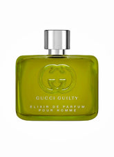 Gucci Guilty Men Elixir bottle closeup highlighting premium fragrance cues