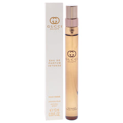 Gucci Guilty Pour Femme Intense mini bottle with gold cap ready for daily wear