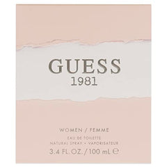 Full GUESS 1981 women's EDT bottle on vanity, ideal for daily wear.