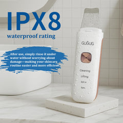 GUGUG Skin Scrubber IPX8 waterproof body in shower for convenient use.