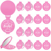Gulfmew 18-pcs compact mirror pink front pattern highlights daily beauty checks.