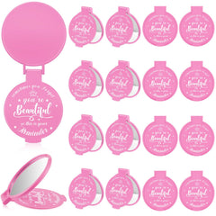 Gulfmew 18-pcs compact mirror pink front pattern highlights daily beauty checks.