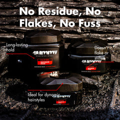 Gummy gel define bordes del cabello para un look limpio.