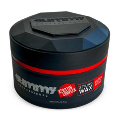 Gummy professional hair styling wax texture close-up highlighting strong hold