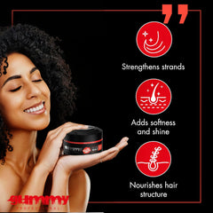 Gummy water-based pomade on hair delivers natural shine