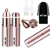 Gurelax Eyebrow & Facial Trimmer in lipstick design for discreet on-the-go grooming.