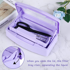 Gusnilo sanitizer container ideal for nail tools at salons or home use.