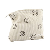 GUTGNK beige corduroy makeup bag front view for stylish organization