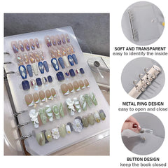 GUXACU nail organizer book closed with silver clasp to protect nails.