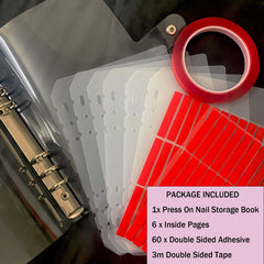 GUXACU nail organizer book inside pages for easy nail set organization.