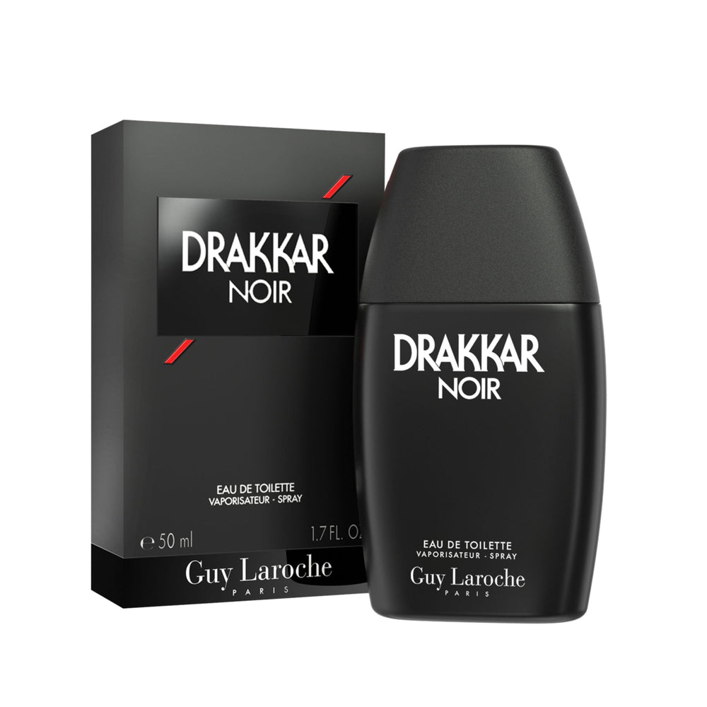 Guy Laroche Drakkar Noir bottle closeup highlighting iconic design and lasting impression.