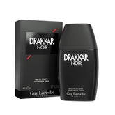 Guy Laroche Drakkar Noir bottle closeup highlighting iconic design and lasting impression.