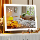 Gvnkvn lighted makeup mirror with Hollywood-style frame provides bright, even illumination.