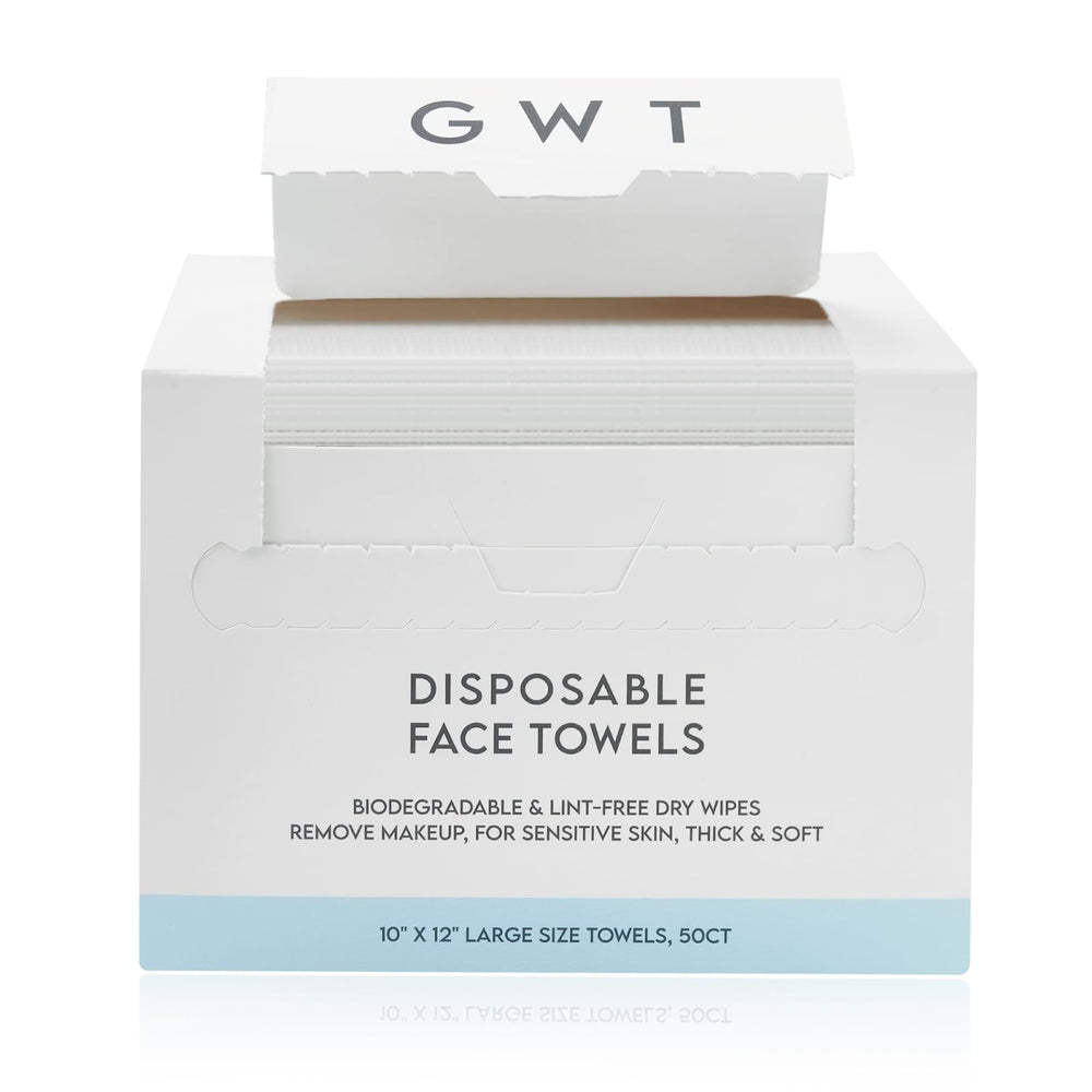 GWT toallas faciales desechables 50 unidades, empaque práctico y suave.