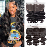 GYAJEP 14-inch lace frontal with body wave for versatile parting and natural framing