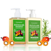 Gypsophila Batana Oil Shampoo bottle shows a sulfate-free formula for healthier hair.