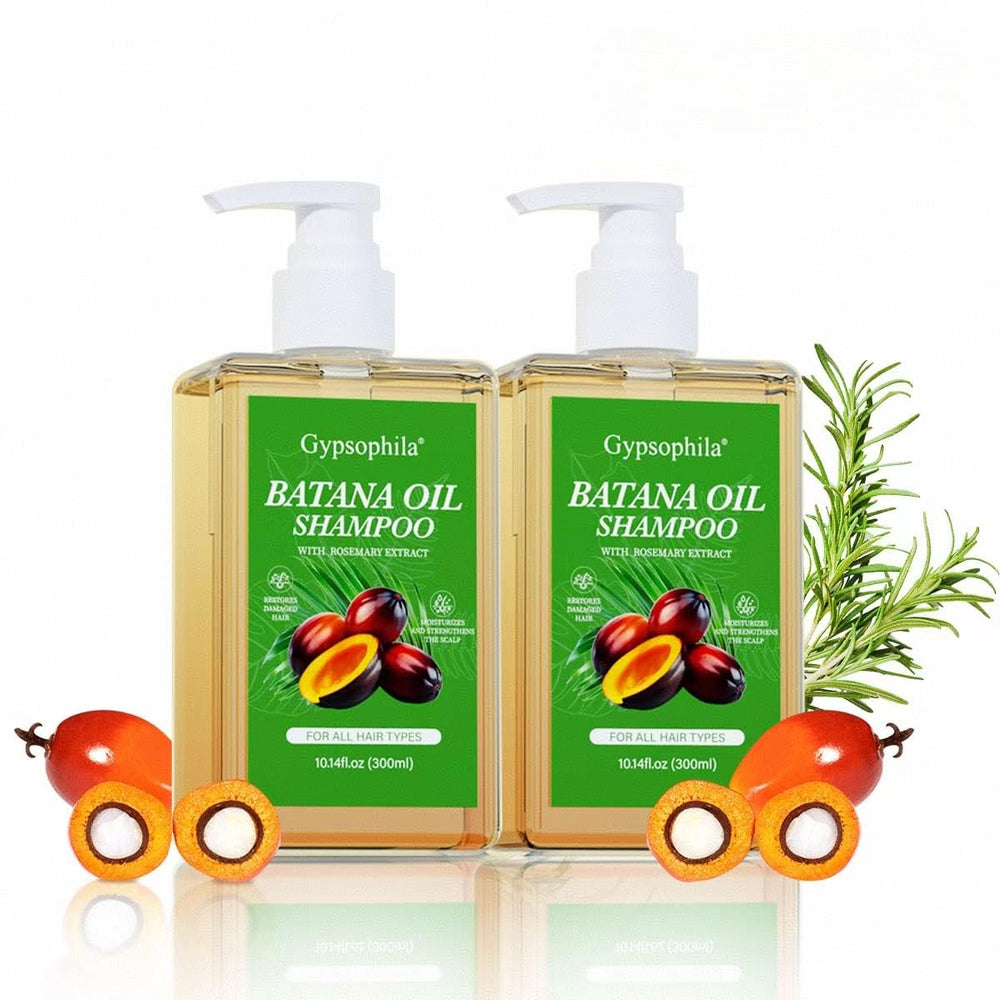 Gypsophila Batana Oil Shampoo bottle front highlighting nourishing formula for all hair types