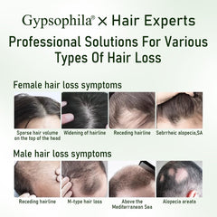 Gypsophila rosemary leaves signaling natural aroma and scalp nourishment.
