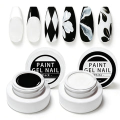 Frascos gel uñas Gyraolvant blanco y negro, ideal para manualidades en casa.