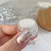 Polvo de uñas GZMAYUEN, efecto espejo blanco perla, brillo reflectante para acabado glam