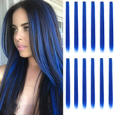 GZVIS Crystal Blue clip-in hair extensions for quick color change