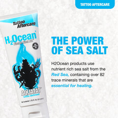 H2Ocean Aquatat uso durante tatuaje para protección e hidratación.