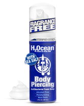 H2Ocean Body Piercing Foam Soap bottle for gentle cleansing around piercings.