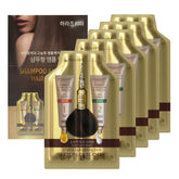 HAARAZ Instant Hair Dye Shampoo Ampoule packaging shows quick at-home color in dark brown