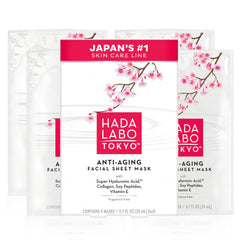 Hada Labo Tokyo mascarilla anti-edad para rostro con hidratación profunda.