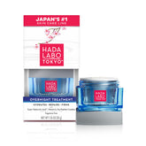 Hada Labo Tokyo Overnight Treatment bottle shown on bathroom shelf for deep overnight hydration