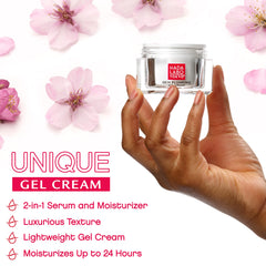 Gently massaging Hada Labo Tokyo Plumping Gel Cream onto face and neck