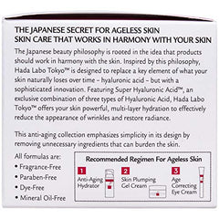 Texture close-up of Hada Labo Tokyo Plumping Gel Cream showing silky non-greasy gel