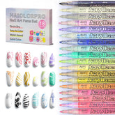 HAIOLORPRO 18-color nail art pens set shown with vibrant palette for versatile manicure ideas