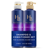 Hair Biology shampoo plateado realza tonos grises y reduce amarillamiento.