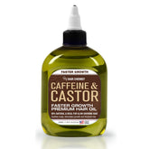 Hair Chemist Oil bottle label highlights caffeine and castor blend for hair health.