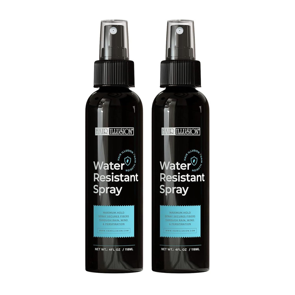 Hair Illusion water-resistant spray bottle for everyday styling and rain-ready confidence.