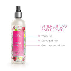 Hairfinity Rice Water Hair Mist con atomizador para distribución uniforme.